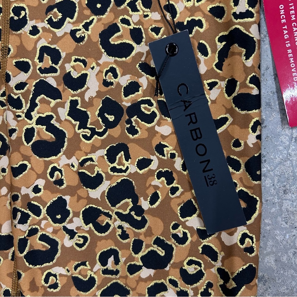 NWT Carbon38 Womens XXS Bra Top & High Waisted Legging Leopard Print Black Brown - Picture 7 of 9